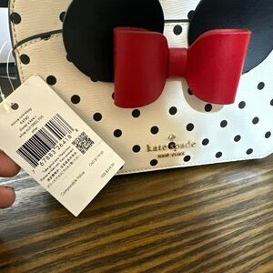 Kate Spade Disney Minnie Mouse Polka Dot Clutch with Red Bow NWT